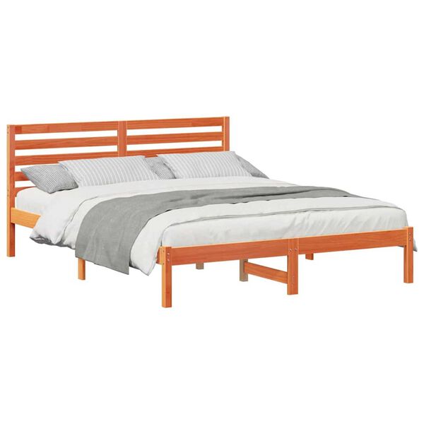 vidaXL Σκελετός Κρεβατιού Καφέ κεριού 150 x 200 cm Μασίφ ξύλο πεύκου