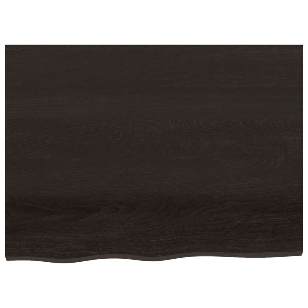 vidaXL Επιφάνεια Τραπεζιού Σκούρο Καφέ 80x60x(2-4)εκ Επεξ. Μασίφ Δρυς