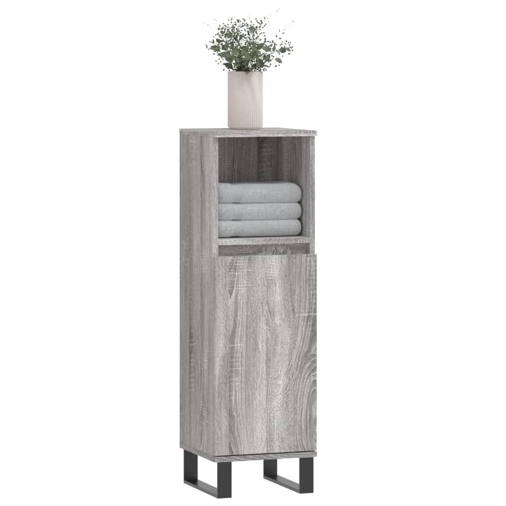 vidaXL Ντουλάπι Μπάνιου Γκρι Sonoma 30x30x100 εκ. Επεξεργασμένο Ξύλο