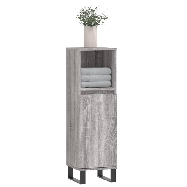 vidaXL Ντουλάπι Μπάνιου Γκρι Sonoma 30x30x100 εκ. Επεξεργασμένο Ξύλο