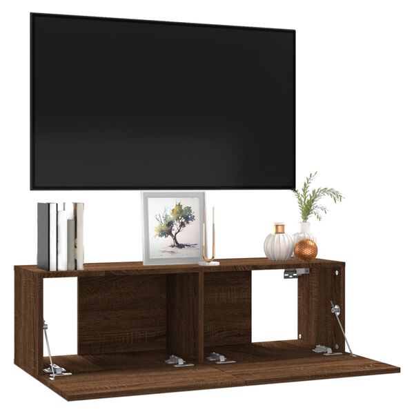 vidaXL Έπιπλο Τηλεόρασης Τοίχου Καφέ Δρυς 100x30x30 εκ. Επεξεργ. Ξύλο