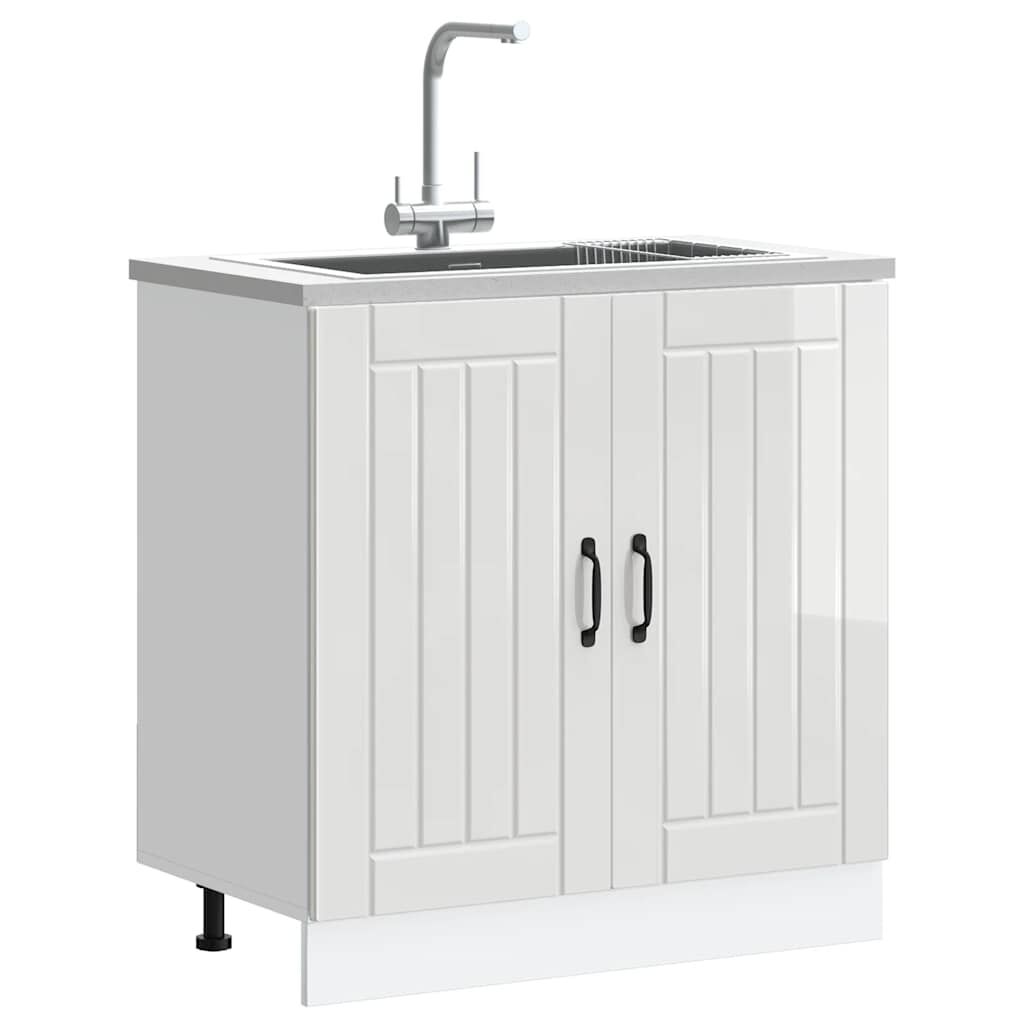 vidaXL Ντουλάπι βάσης νεροχύτη "Lucca" High Gloss White