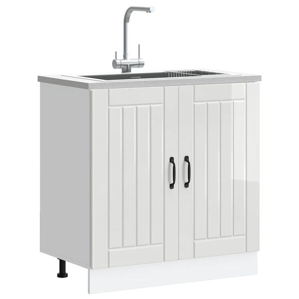 vidaXL Ντουλάπι βάσης νεροχύτη "Lucca" High Gloss White