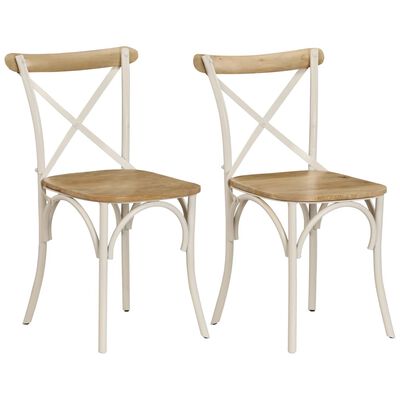 vidaXL Καρέκλες με Χιαστί Πλάτη 2 τεμ. Λευκές από Μασίφ Ξύλο Μάνγκο