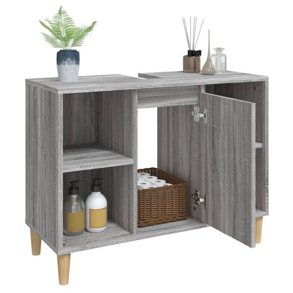 vidaXL Ντουλάπι Νιπτήρα Γκρι Sonoma 80 x 33 x 60εκ. Επεξεργασμένο Ξύλο
