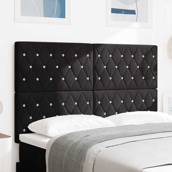 vidaXL LED Κεφαλάρι Μαύρο 72 cm σε Βελούδο