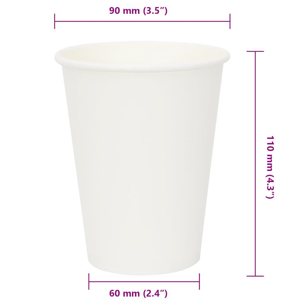 vidaXL Χάρτινα κύπελλα καφέ 1000 τεμάχια 12oz 300ml Λευκό