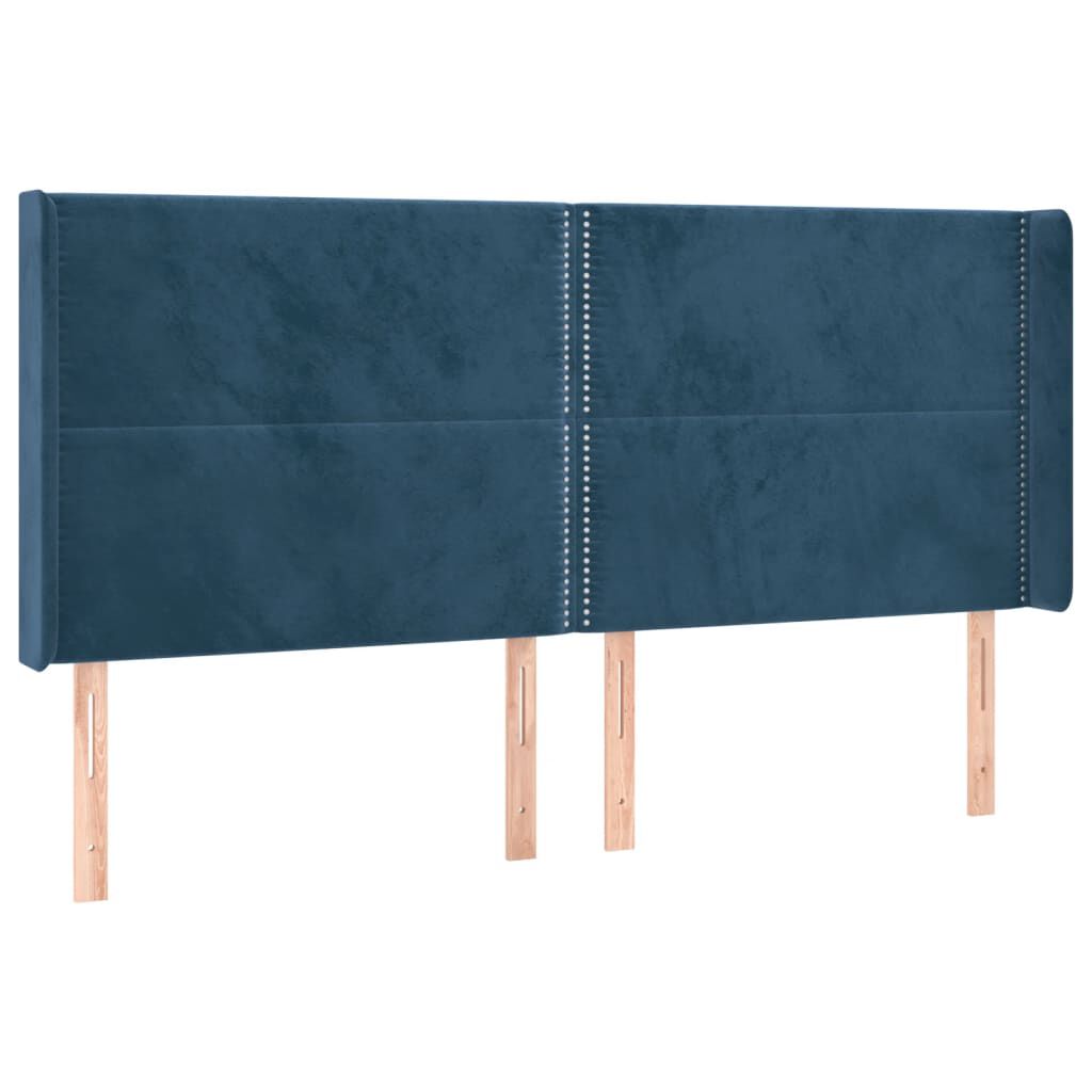 vidaXL Κρεβάτι Boxspring με Στρώμα & LED Σκ. Μπλε 160x200εκ. Βελούδινο