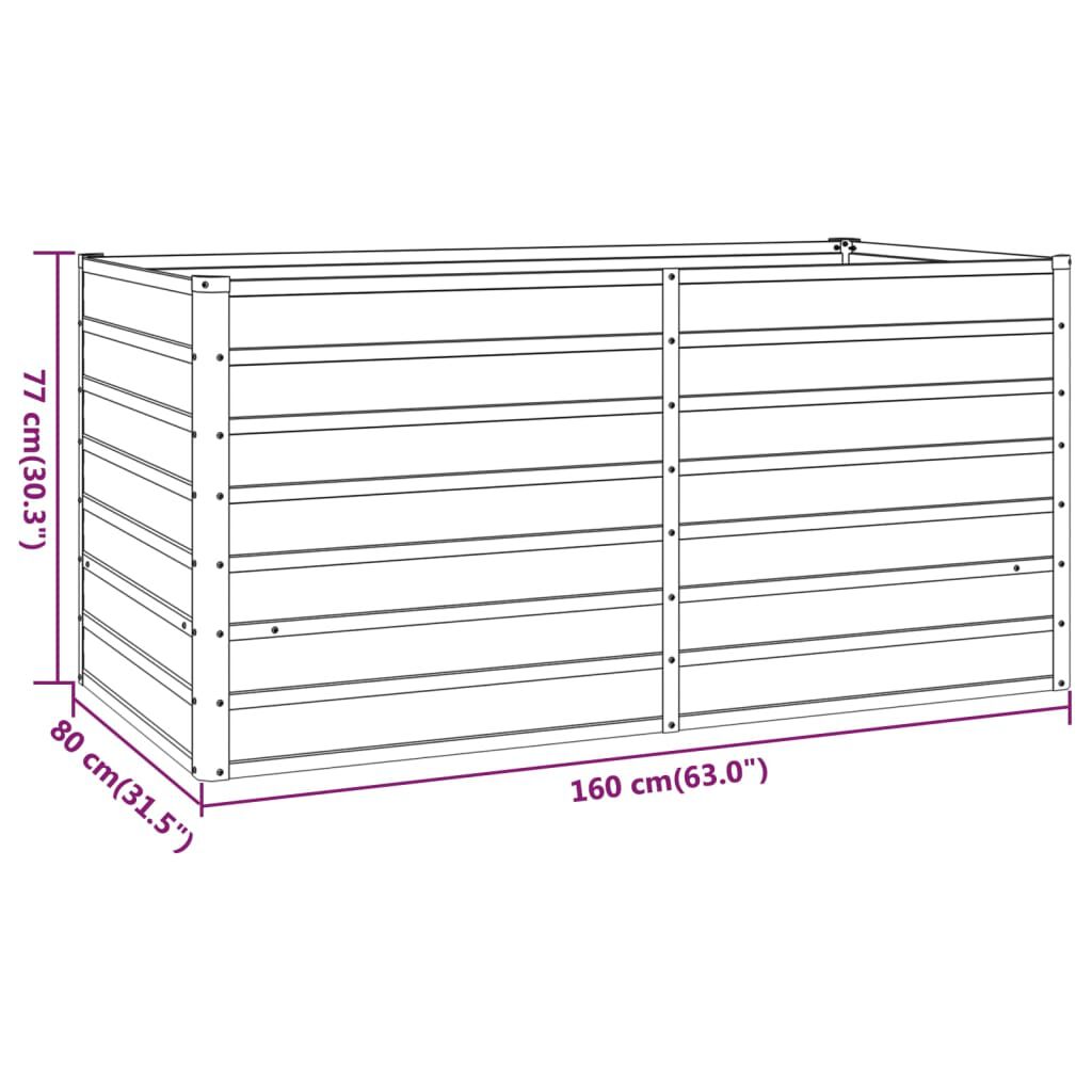 vidaXL Ζαρντινιέρα Σκουριασμένο 160x80x77 εκ. Ατσάλι Σκληρυθέν Αέρα