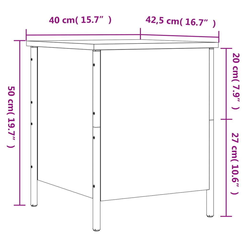 vidaXL Παγκάκι Αποθήκευσης Μαύρο 40 x 42,5 x 50 εκ. από Επεξεργ. Ξύλο