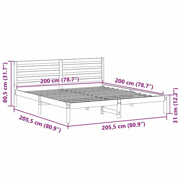 vidaXL Σκελετός Κρεβατιού Λευκό 200 x 200 cm Μασίφ ξύλο πεύκου