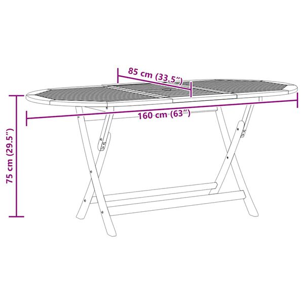 vidaXL Τραπέζι Κήπου Πτυσσόμενο 160 x 85 x 75 εκ Μασίφ Ξύλο Ευκαλύπτου