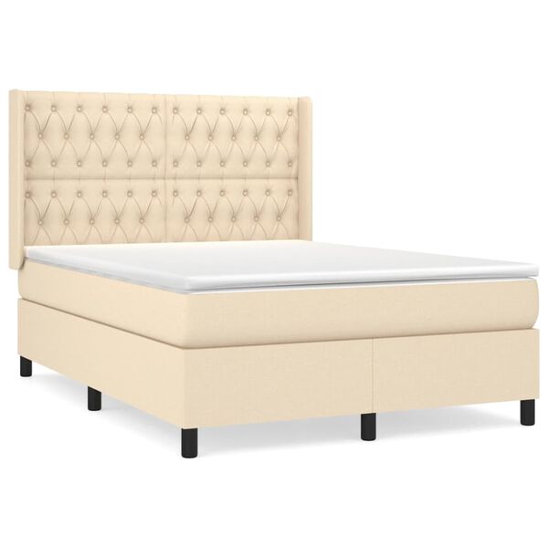 vidaXL &Kappa;&rho;&epsilon;&beta;ά&tau;&iota; Boxspring &mu;&epsilon; &Sigma;&tau;&rho;ώ&mu;&alpha; &Kappa;&rho;&epsilon;&mu; 140x200 &epsilon;&kappa;. &Upsilon;&phi;&alpha;&sigma;&mu;ά&tau;&iota;&nu;&omicron;