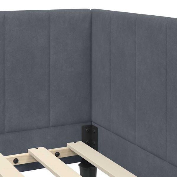 vidaXL Κρεβάτι Γωνίας με στρώμα Σκούρο γκρι 80 x 200 cm Βελούδο