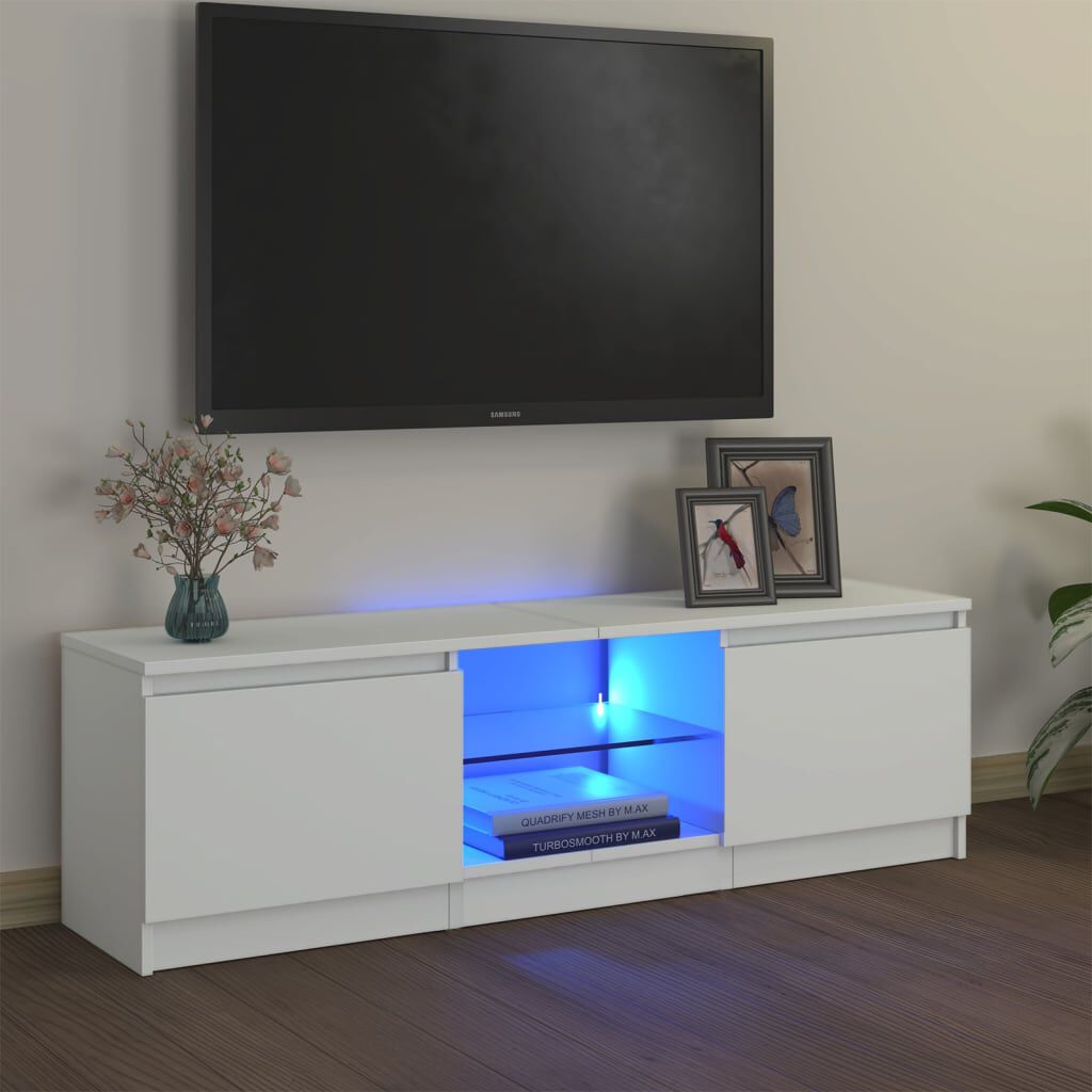 vidaXL Ντουλάπα Τηλεόρασης με Φώτα LED Μαύρο Δρύς 140x40x35,5 εκ. από επεξεργασμένο ξύλο