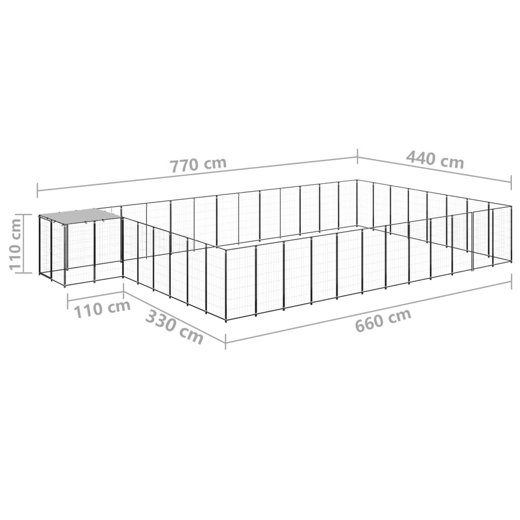 vidaXL Σπιτάκι Σκύλου Μαύρο 30,25 μ² Ατσάλινο