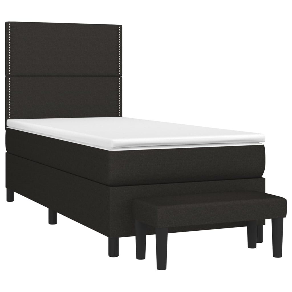 vidaXL Κρεβάτι Boxspring με Στρώμα Μαύρο 80 x 200 εκ. Υφασμάτινο