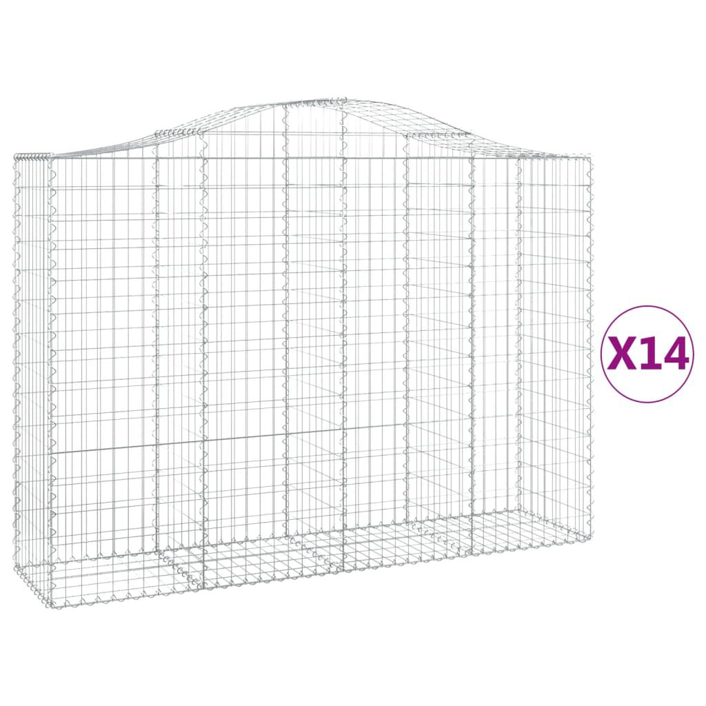 vidaXL Συρματοκιβώτια Τοξωτά 14 τεμ. 200x50x140/160 εκ. Γαλβαν. Ατσάλι