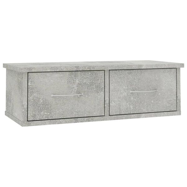 vidaXL Ράφι Τοίχου με Συρτάρια Γκρι Σκυροδ. 60x26x18,5 εκ. Επεξ. Ξύλο