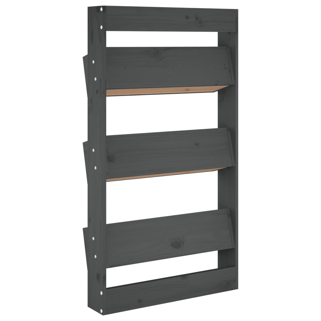 vidaXL Ζαρντινιέρα Τοίχου 3 Επιπέδων Γκρι 60x18,5x110 εκ. Μασίφ Πεύκο