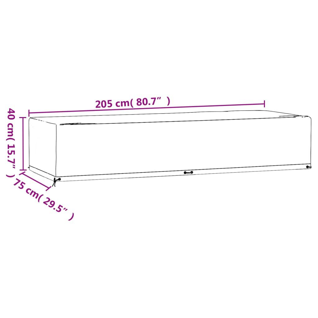 vidaXL Κάλυμμα Ξαπλώστρας με 12 Κρίκους 205x75x40 εκ. Πολυαιθυλένιο