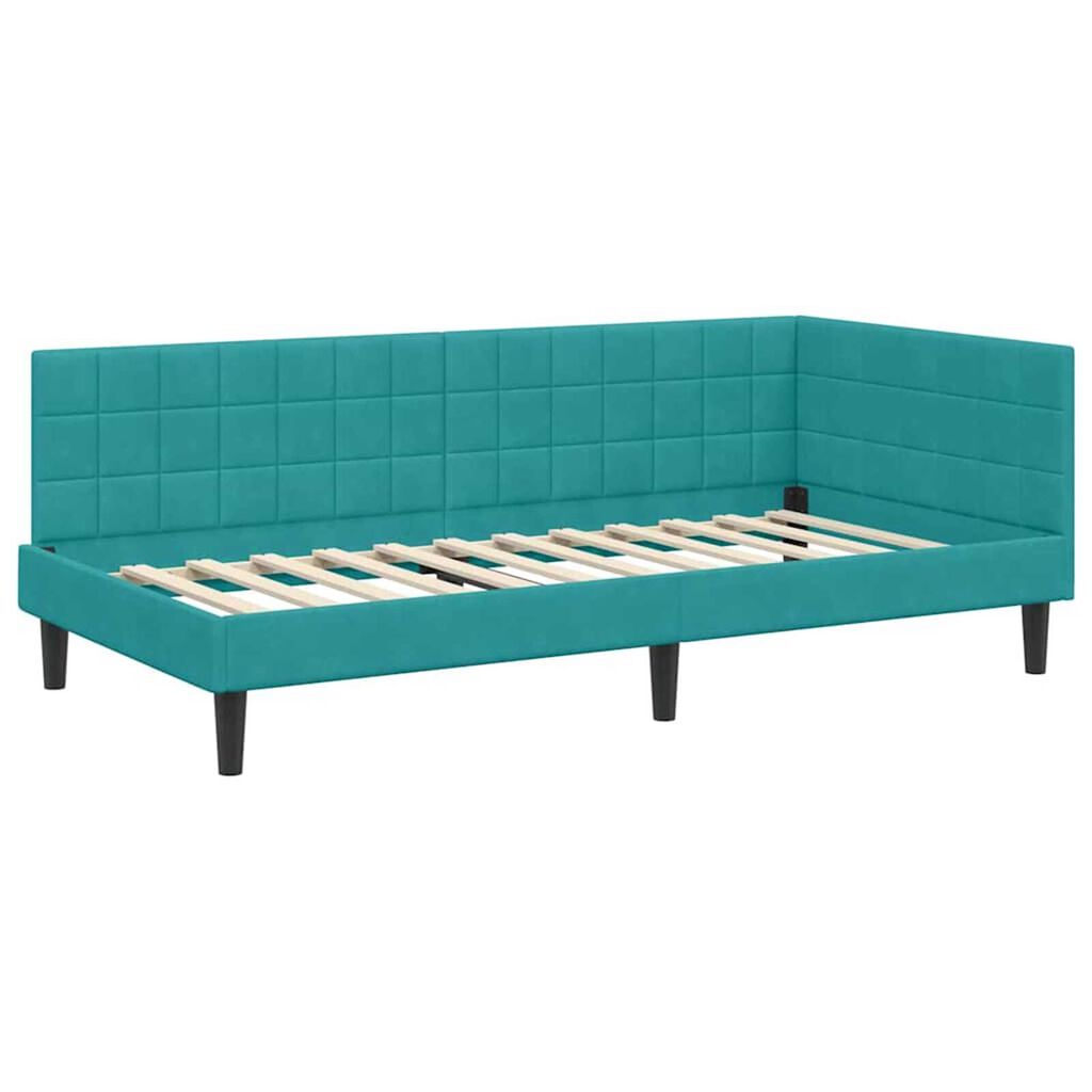 vidaXL Κρεβάτι Γωνίας με κεφαλάρι Τιρκουάζ 90 x 190 cm Βελούδο