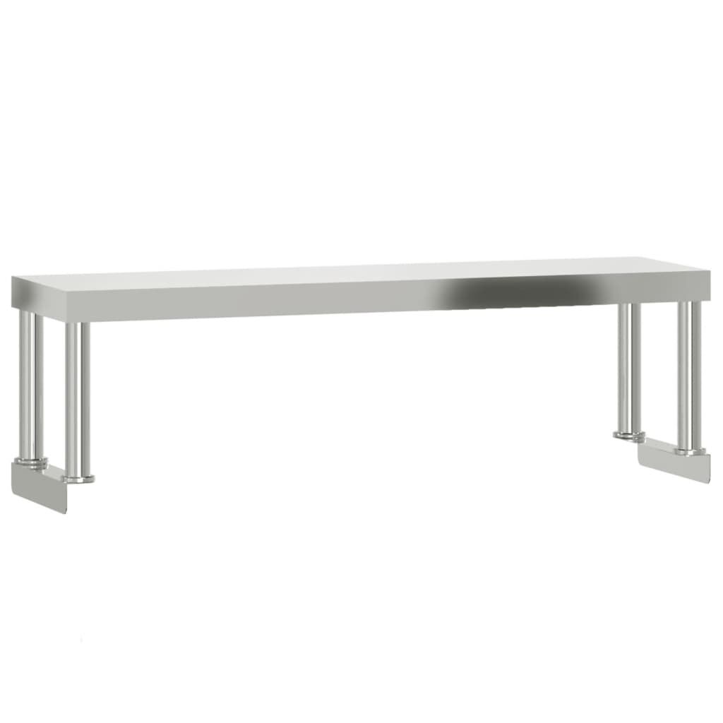 vidaXL Πάγκος Εργασίας Κουζίνας με Ράφι 110x30x120 εκ. Ανοξείδ. Ατσάλι
