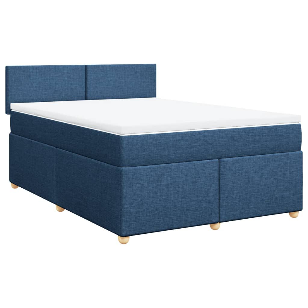 vidaXL Κρεβάτι Boxspring με Στρώμα Μπλε 160x200 εκ. Υφασμάτινο