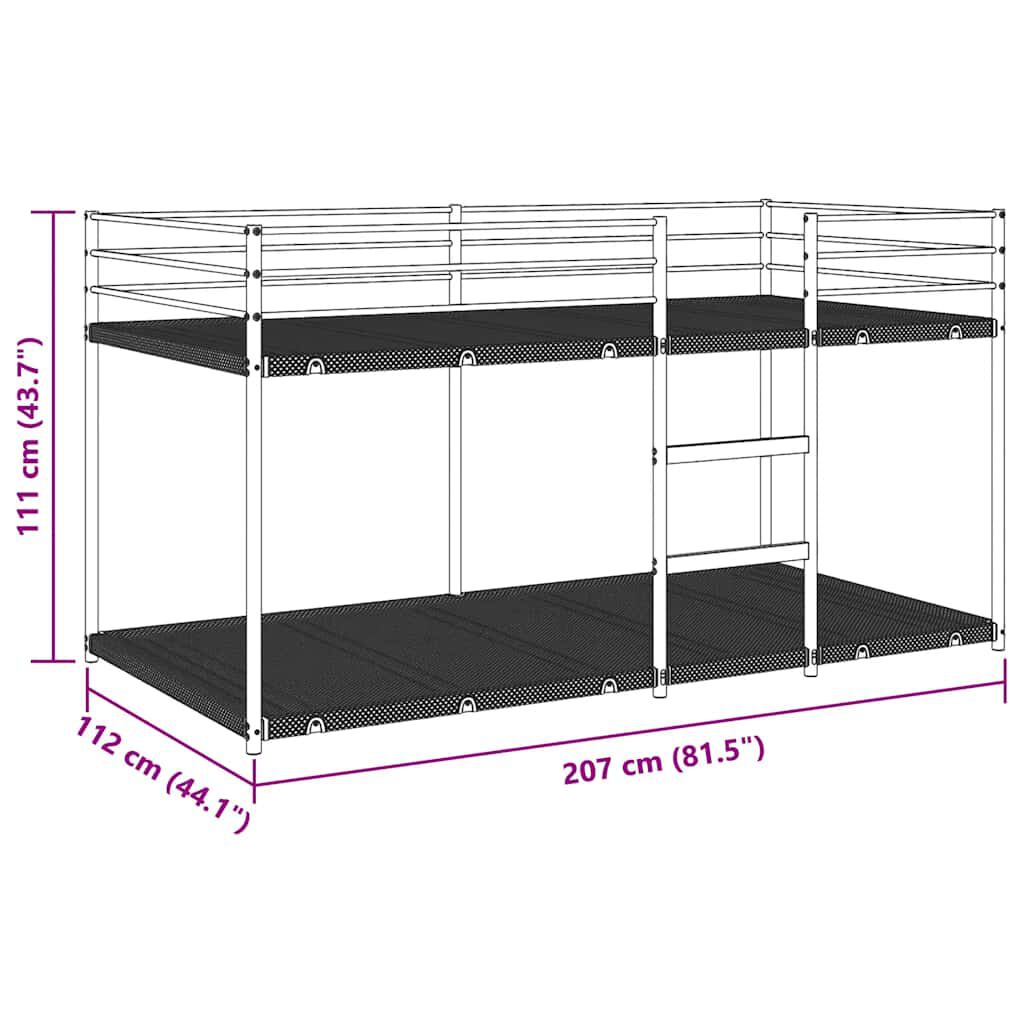 vidaXL Κουκέτα χωρίς στρώμα Μαύρο 107x203 cm Ατσάλι