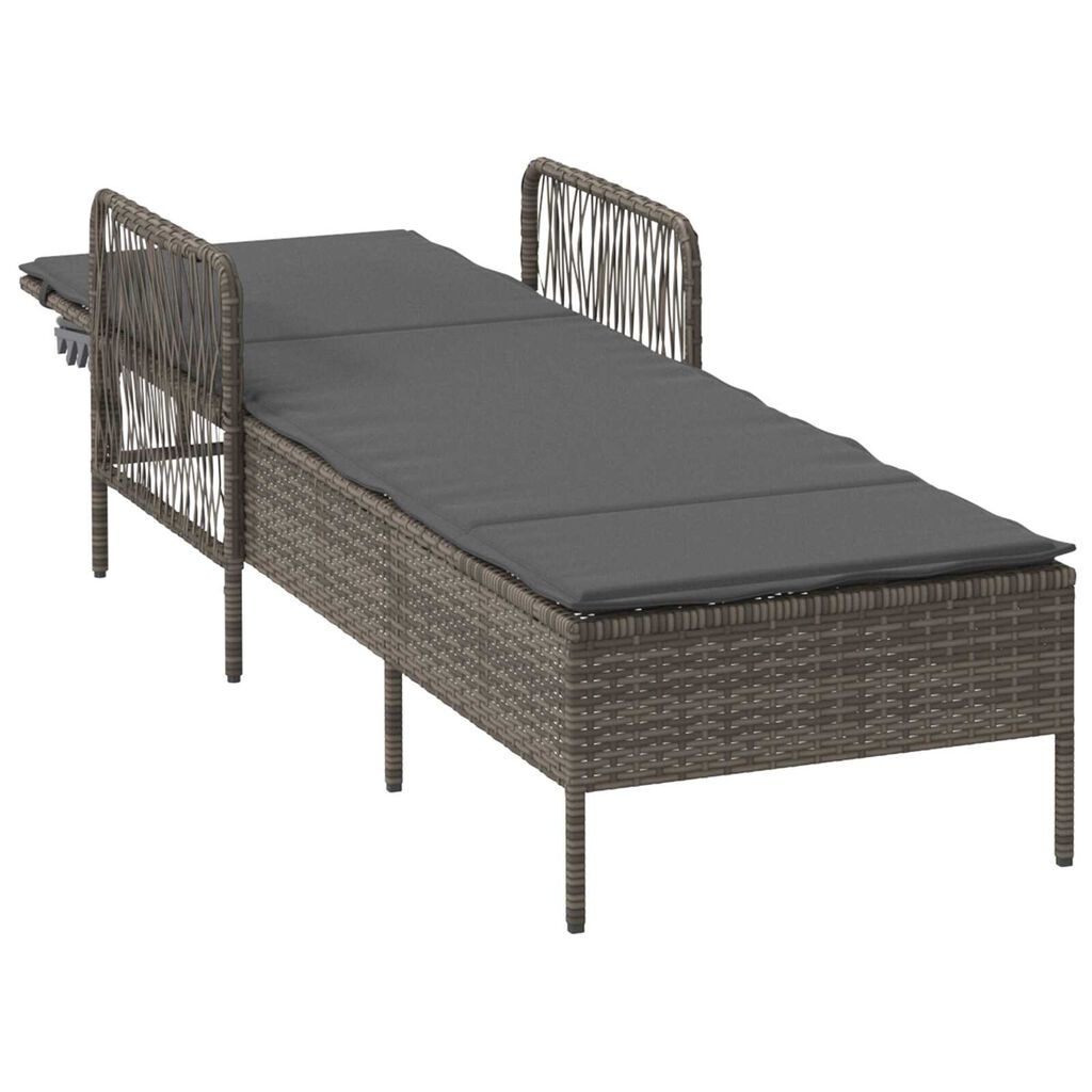 vidaXL Ξαπλώστρα με μαξιλάρι Γκρι 157 x 55 x 92 εκ. συνθετικό ρατάν