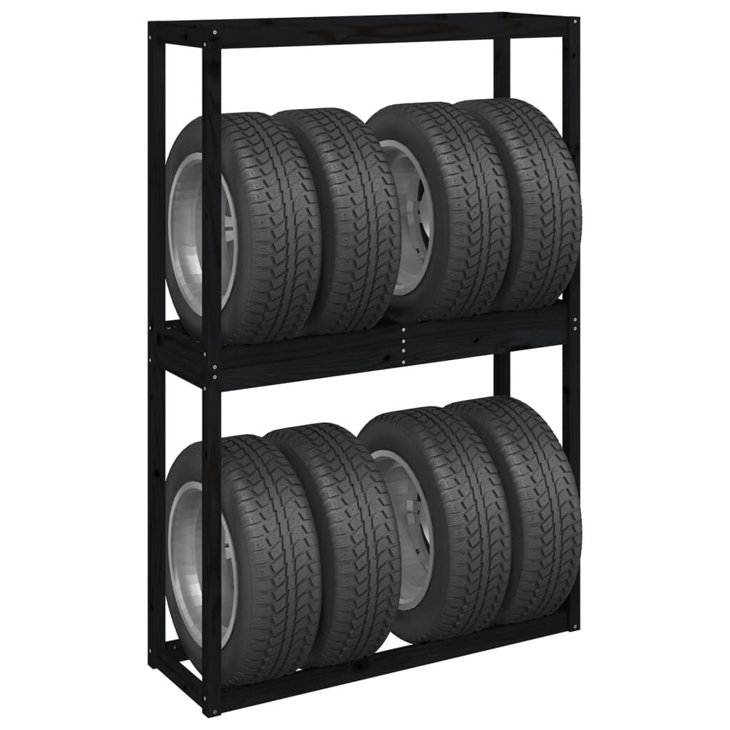 vidaXL Ραφιέρα Ελαστικών Μαύρη 120x40x180 εκ. από Μασίφ Ξύλο Πεύκου