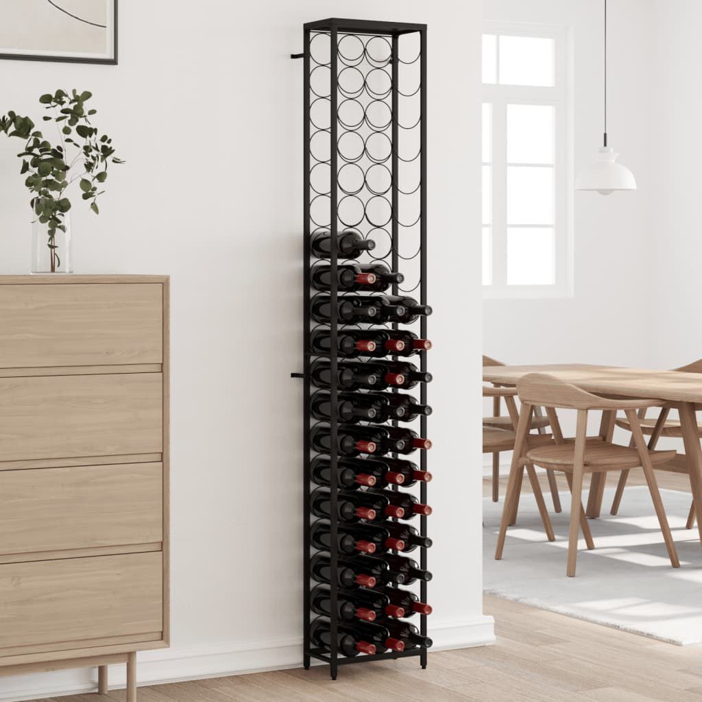 vidaXL Ραφιέρα Κρασιών 57 Μπουκ. Μαύρη 34x18x200 εκ. Σφυρήλατο Σίδερο