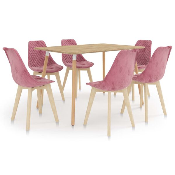 vidaXL Σετ Τραπεζαρίας 7 Τεμαχίων Ροζ