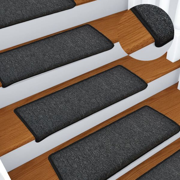 vidaXL Πατάκια Σκαλοπάτια 15 τεμ. Ανθρακί 65x21x4 εκ. με Ορθογώνια Άκρη