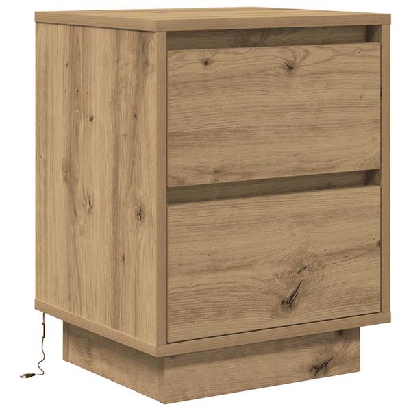 vidaXL Κομοδίνα με φώτα LED 2 τεμάχια Artisan Oak 38x34x50 cm