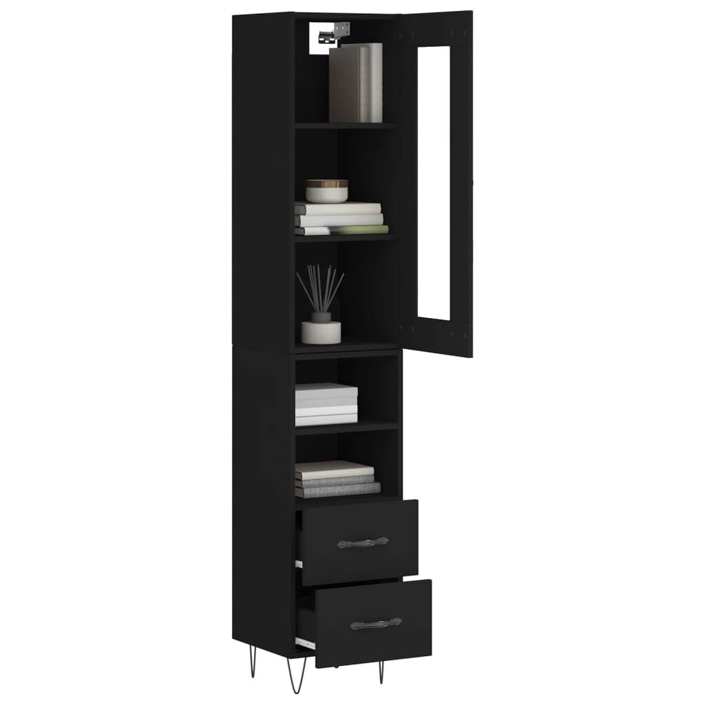 vidaXL Ντουλάπι Μαύρο 34,5 x 34 x 180 εκ. από Επεξεργασμένο Ξύλο