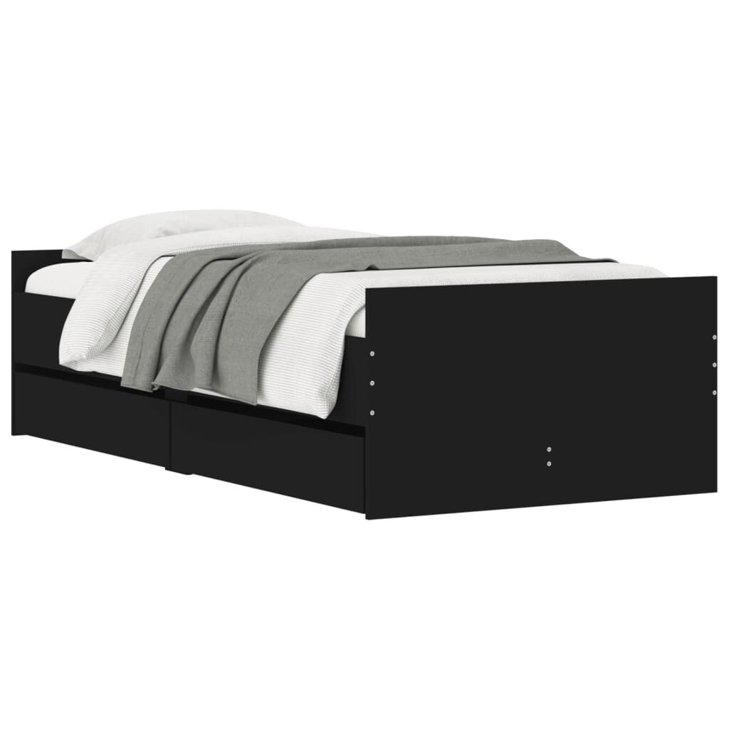 vidaXL Πλαίσιο Κρεβατιού με Συρτάρια Μαύρο 90 x 190 εκ.