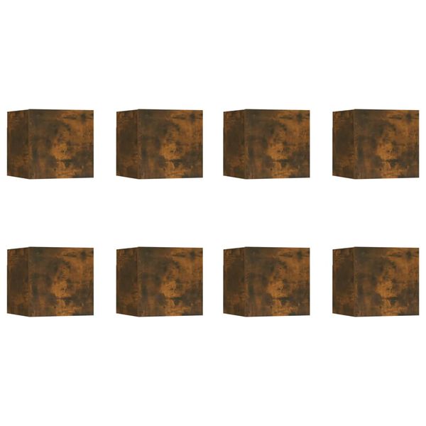 vidaXL Έπιπλα Τηλεόρασης Επιτοίχια 8 τεμ.Καπνιστή δρυς 30,5x30x30 εκ.