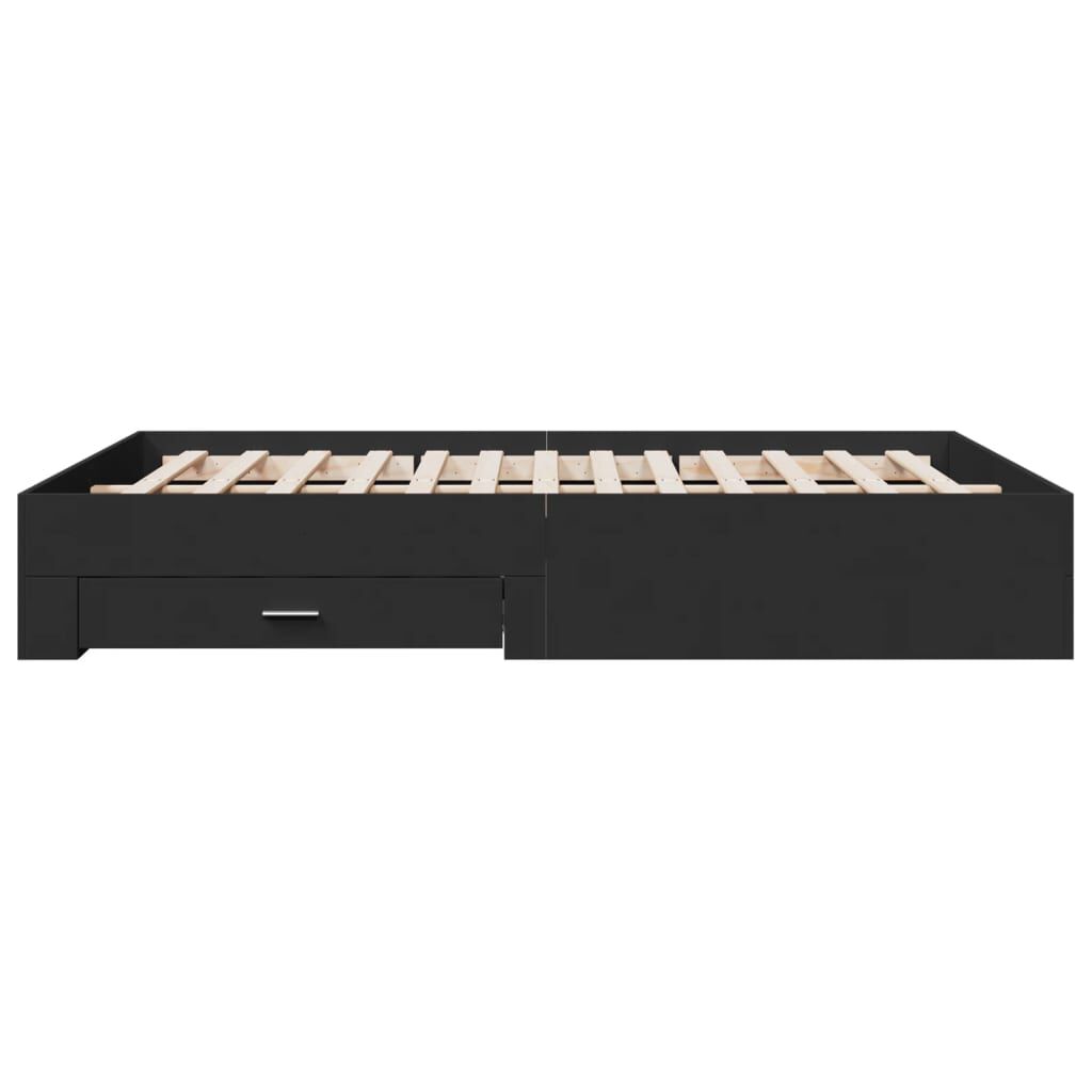 vidaXL Πλαίσιο Κρεβατιού με Συρτάρια Μαύρο 140x200 εκ Επεξεργ. Ξύλο