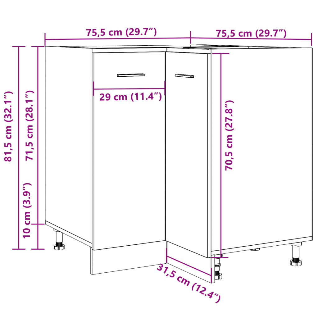 vidaXL Ντουλάπι Κουζίνας Lyon 75,5x75,5x81,5 εκ. Επεξεργ. Ξύλο