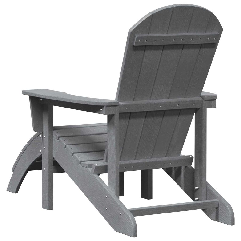 vidaXL Καρέκλα Adirondack με Υποπόδιο Ανοιχτό Γκρι HDPE