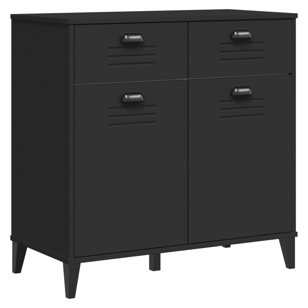 vidaXL Ντουλάπι Ψηλό VIKEN Μαύρος 80x40x190 εκ. από Μασίφ Ξύλο Πεύκου