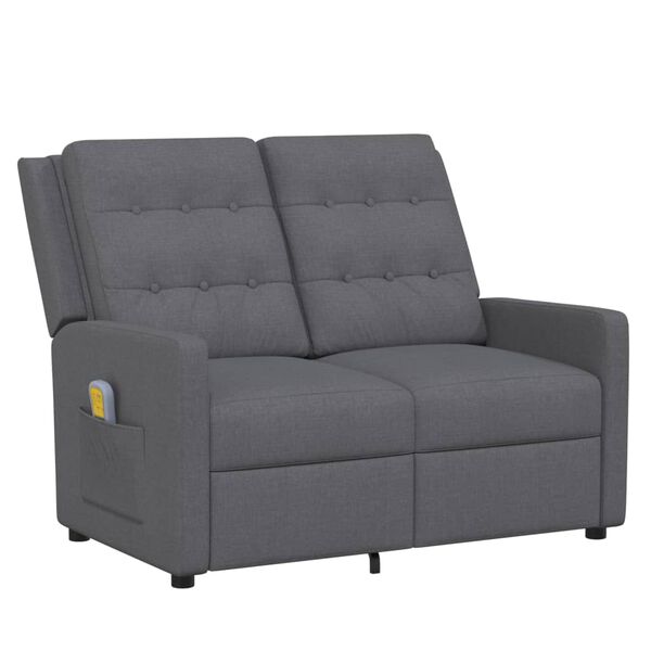 vidaXL Πολυθρόνα Μασάζ Διθέσια Ανακλ. Γκρι Υφασμάτ.