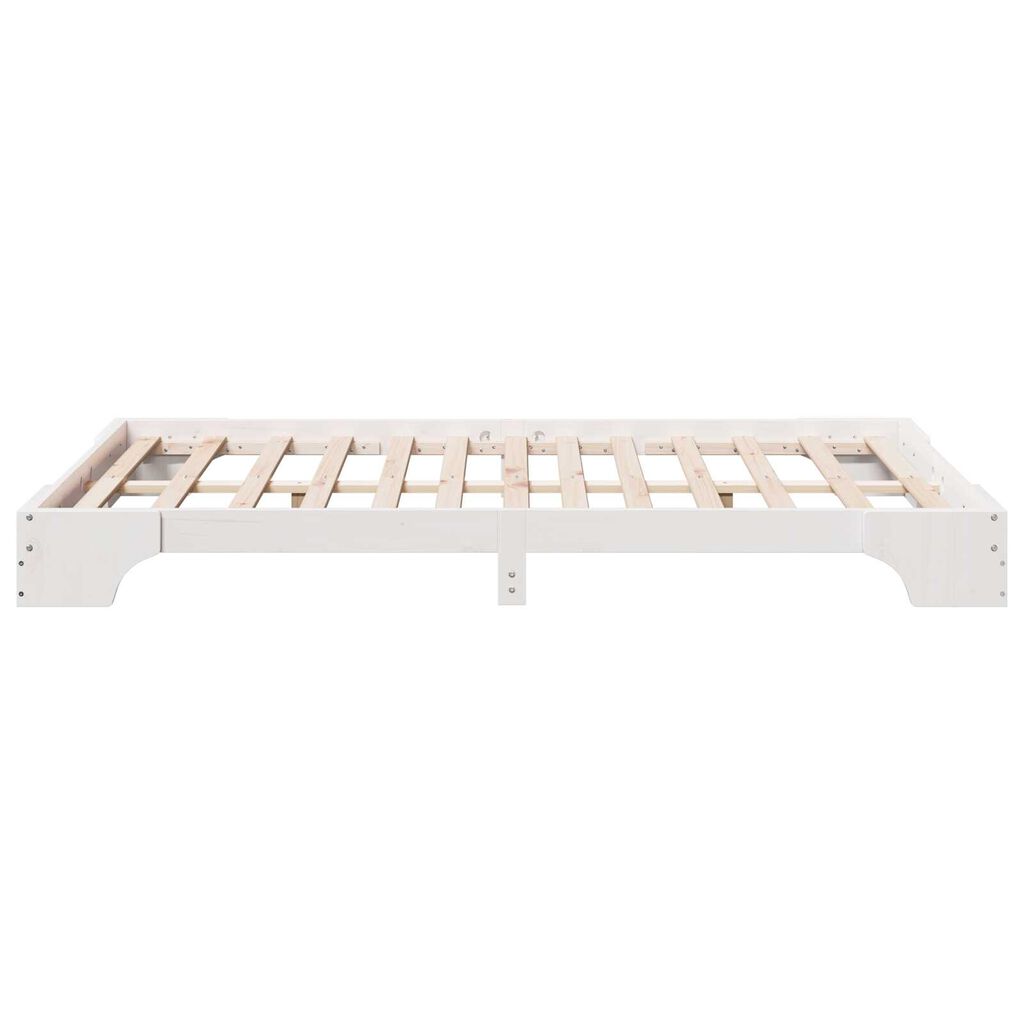 vidaXL κρεβάτι Λευκό Μασίφ ξύλο πεύκου 135 x 190 εκ. Κρεβάτι Ορθογώνιο
