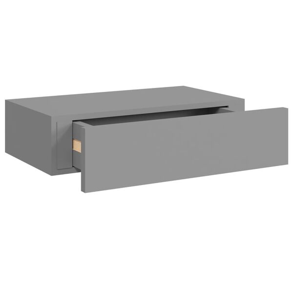 vidaXL Ράφι Επιτοίχιο με Συρτάρι Γκρι 40 x 23,5 x 10 εκ. από MDF