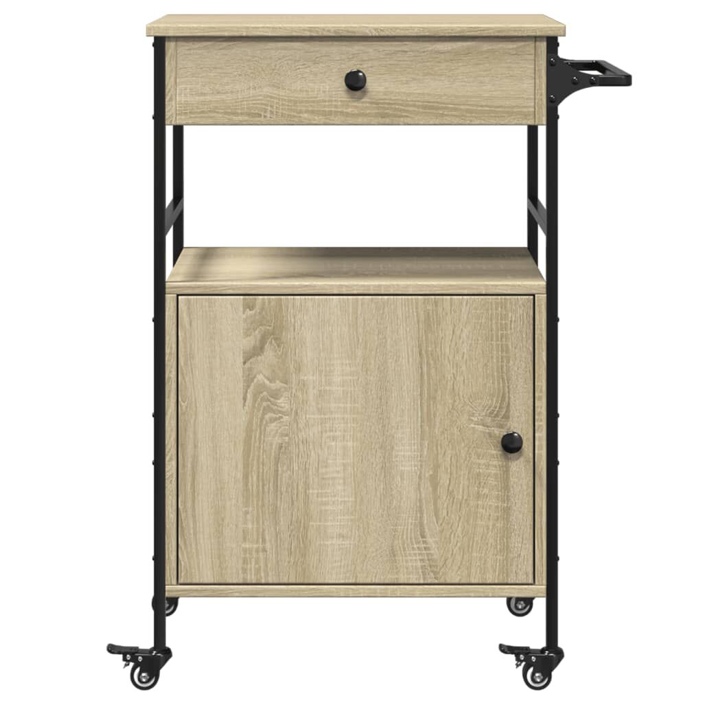 vidaXL Τρόλεϊ Κουζίνας Sonoma Δρυς 56x43x89,5 εκ. Επεξεργασμένο Ξύλο