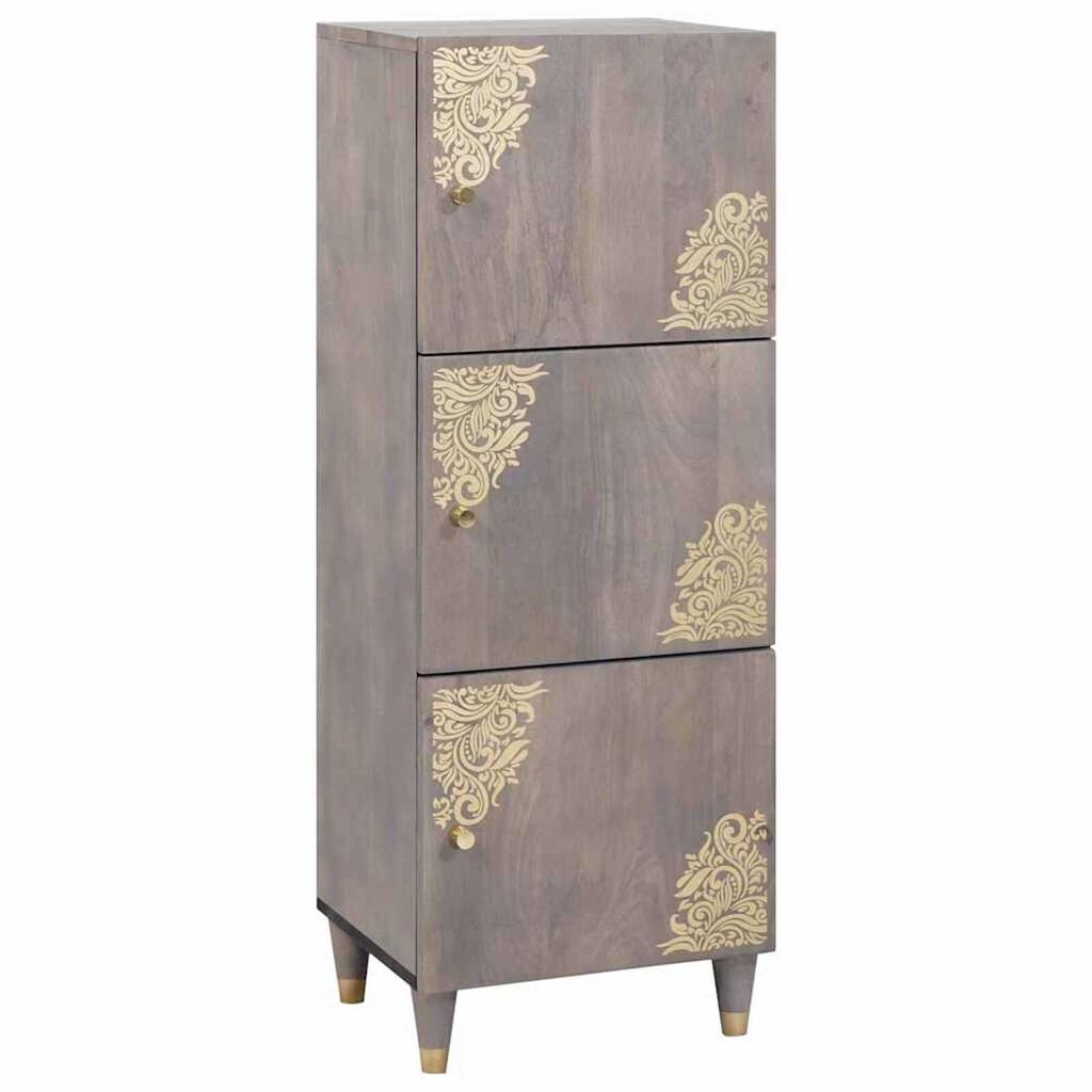 vidaXL Highboard Γκρι και Χρυσό 40 x 33.5 x 110 εκ Μασίφ ξύλο μάνγκο