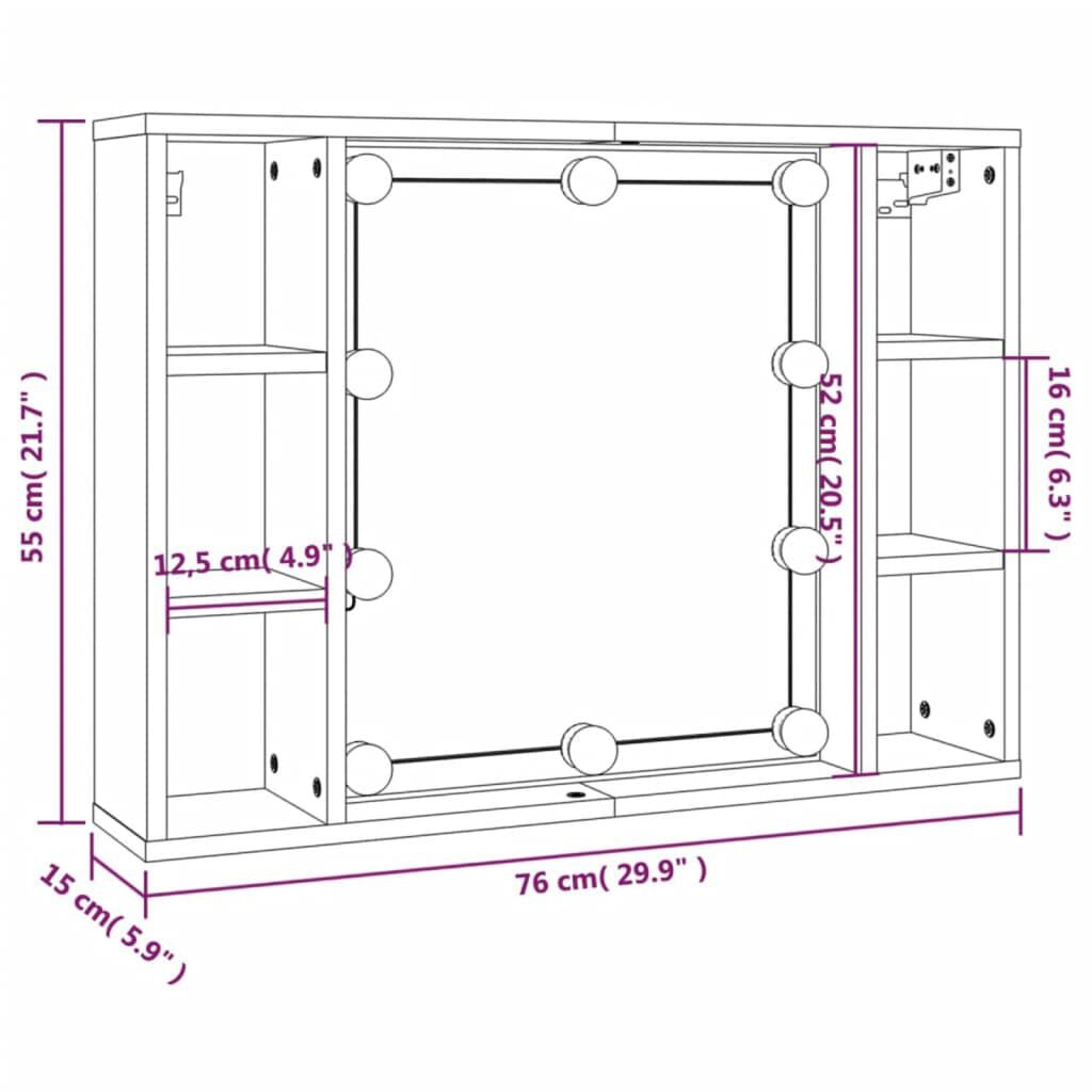 vidaXL Έπιπλο Καθρέπτη με LED Γυαλιστερό Λευκό 76 x 15 x 55 εκ.