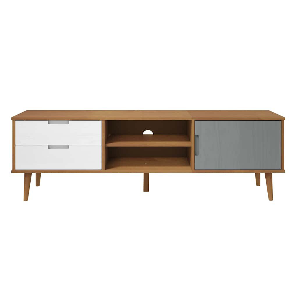 vidaXL Έπιπλο Τηλεόρασης MOLDE Καφέ 158x40x49 εκ. Μασίφ Ξύλο Πεύκου