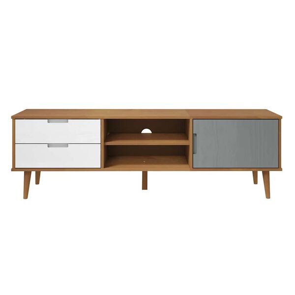 vidaXL Έπιπλο Τηλεόρασης MOLDE Καφέ 158x40x49 εκ. Μασίφ Ξύλο Πεύκου